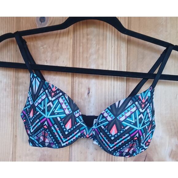 Victoria's Secret Pink Wear Everywhere Push Up Bra Women's 34B Black Geometric - Picture 2 of 7